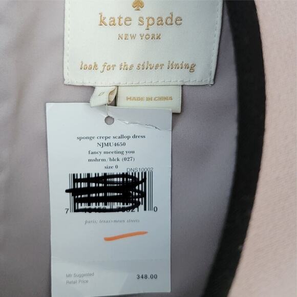 KATE SPADE Beige & Black Scallop Detail Dress Womens 0 Career Beautiful Event - Picture 5 of 13